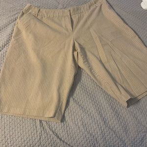 Tan shorts with small stripes. Cato Brand
